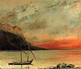Sunset on Lake Leman by Gustave Courbet